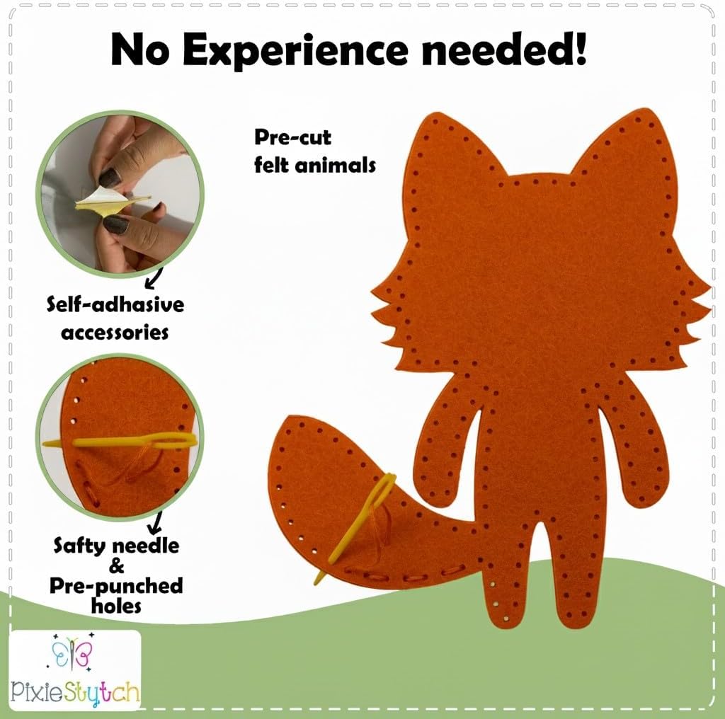 Sewing Kit for Kids - Sew & Create 6 Adorable Woodland Projects - Fun DIY Craft Set for Ages 6 and up - Educational &