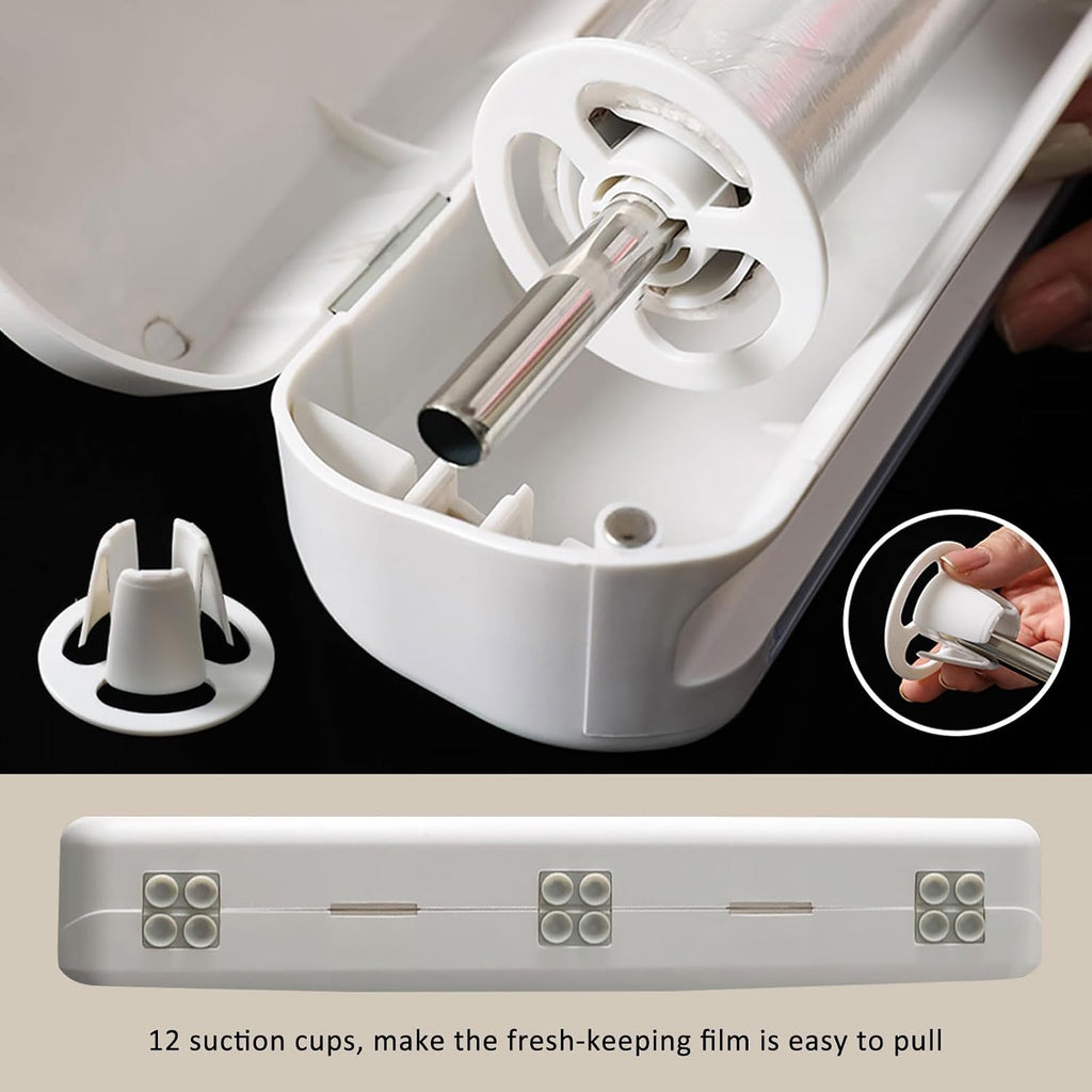 Plastic Wrap Dispenser With Cutter, Reusable Cling Film Dispenser, Cling Wrap Dispenser With Slide Cutter, Also For