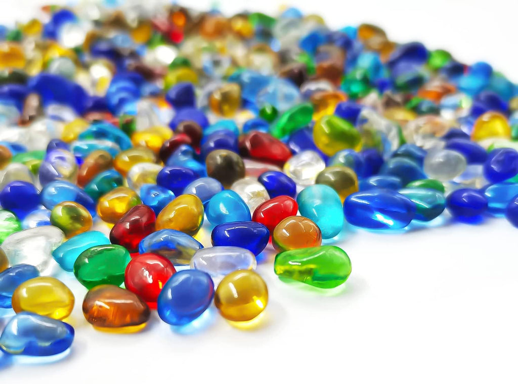 Colorful Clear Sea Glass Pebbles Aquarium Gravel Fish Tank Rocks Small, Irregular Glass Gems Stones Beads Marble