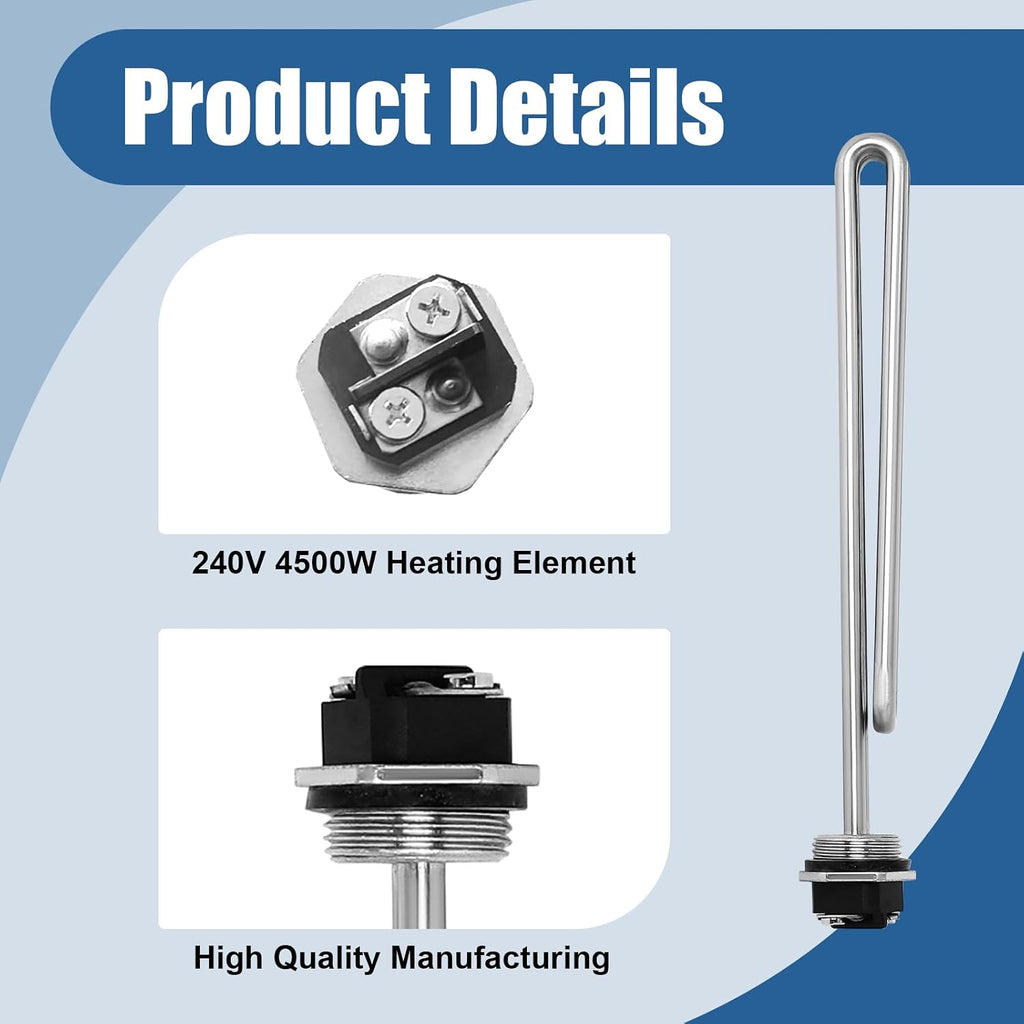 Water Heater Element 4500W, Screw-In Foldback Heating Element Compatible