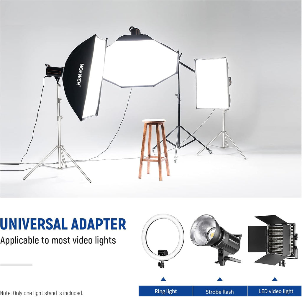 9.2ft/2.8m Stainless Steel Light Stand, Spring Cushioned Heavy Duty Photography Tripod Stand with 1/4” to 3/8”