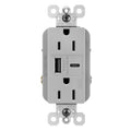 Legrand 15 Amp Spec Weather Resistant Outlet 6A USB Type A/C Gray 1 Pack