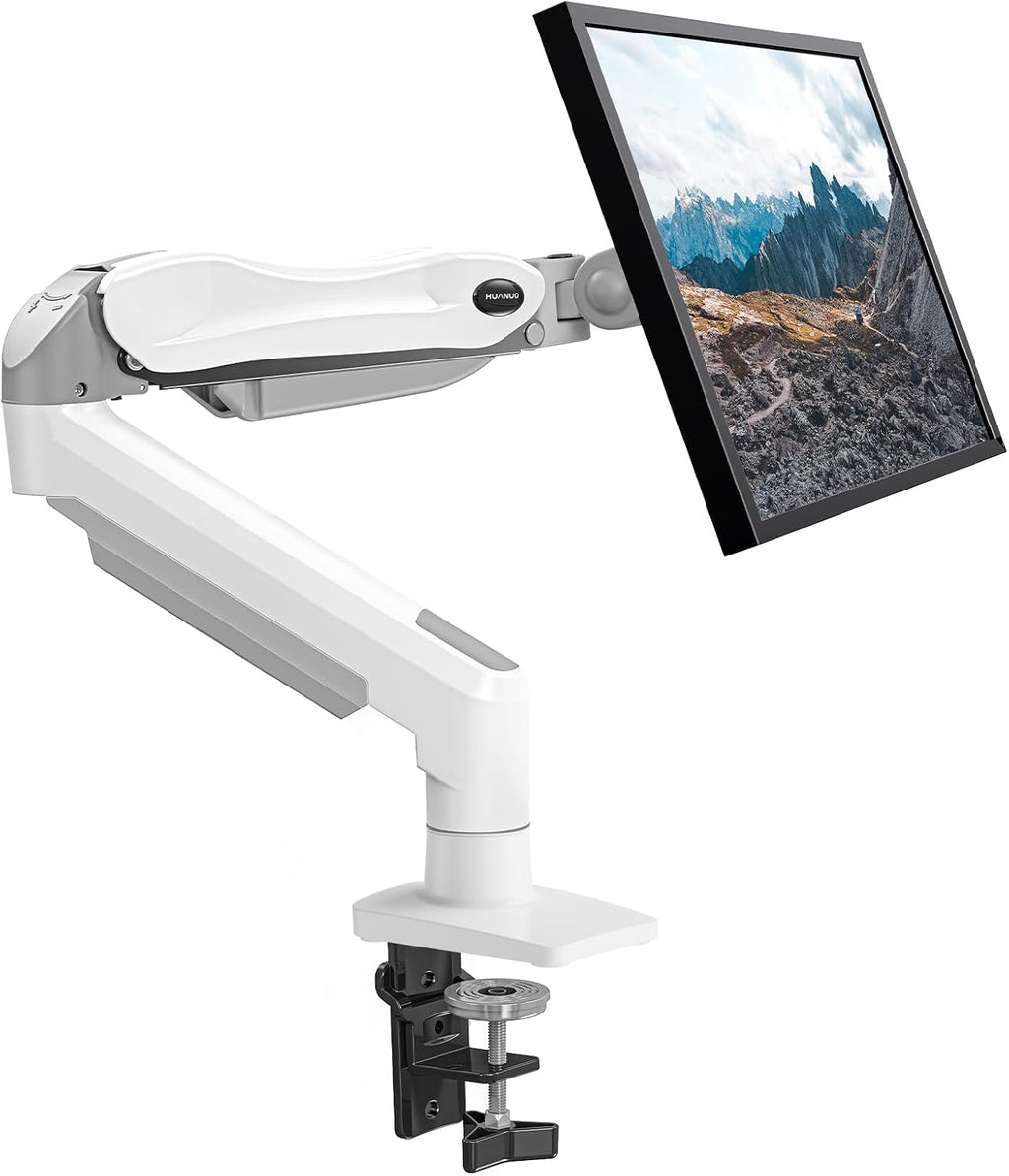 Single Monitor Mount, 13 to 32 Inch Gas Spring Monitor Arm, Adjustable Stand, Vesa Mount with Clamp and Grommet Base