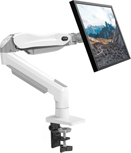 Single Monitor Mount, 13 to 32 Inch Gas Spring Monitor Arm, Adjustable Stand, Vesa Mount with Clamp and Grommet Base