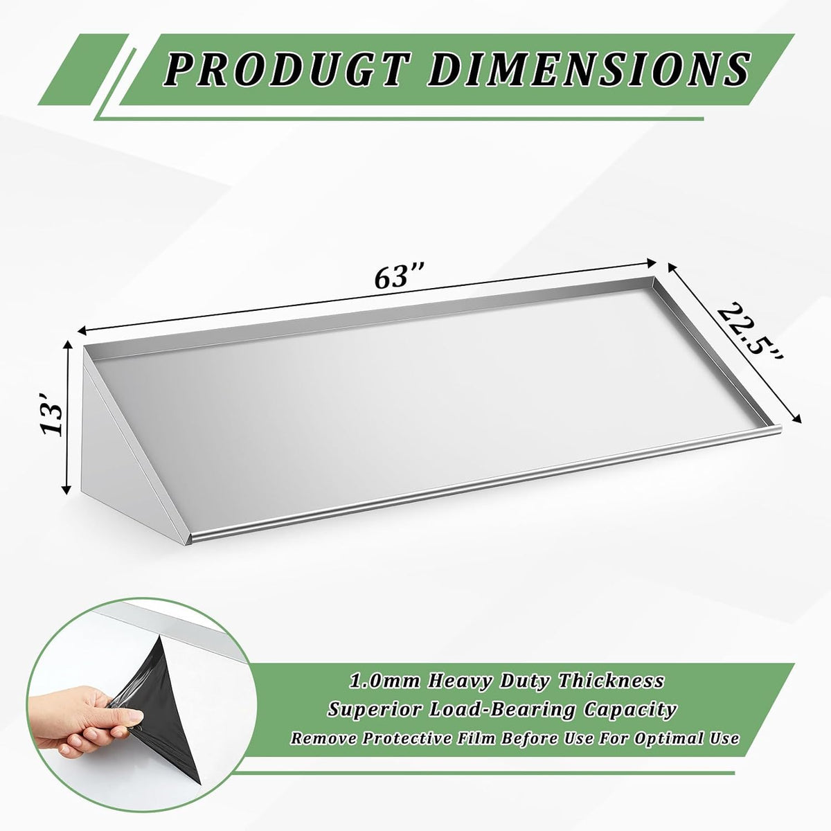 Otooling 63" x 22.5" Stainless Steel Wall Mounted Dish Drying Rack Shelf