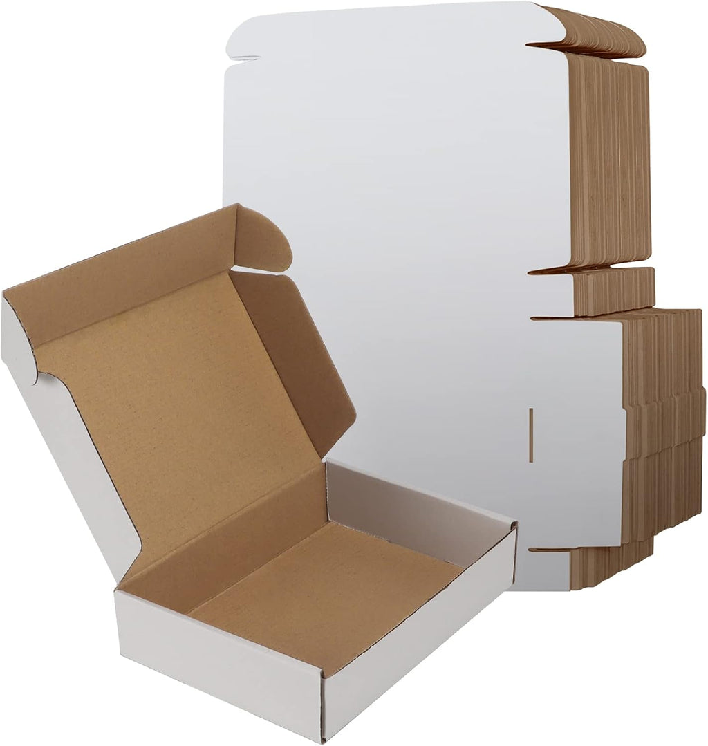 9x6x2 Shipping Boxes Set of 50, White Small Corrugated Cardboard Box, Mailer Box