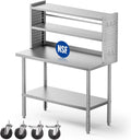 48x24 NSF Stainless Steel Prep Table with Shelf & Casters Work Bench