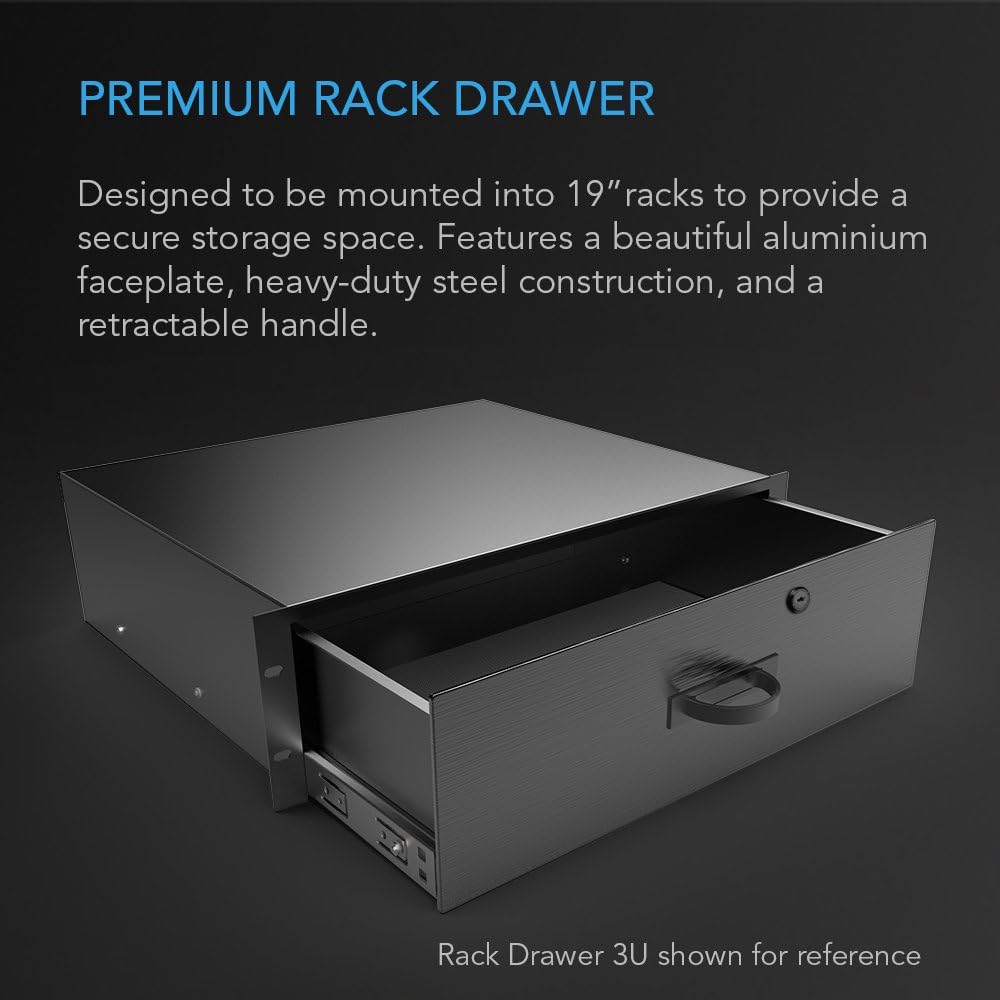 AC Infinity Rack Mount Drawer 2U, Locking Storage for 19" Server & AV Racks