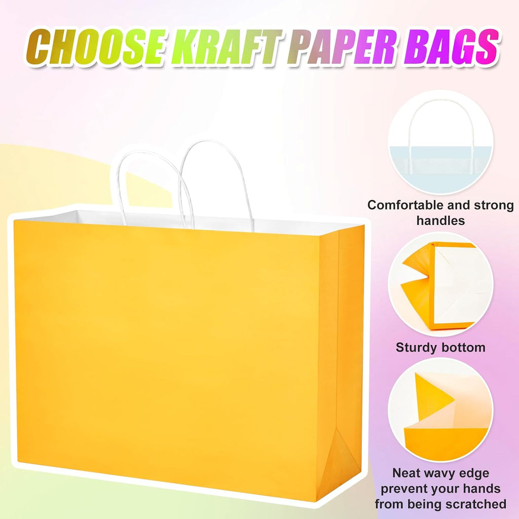 30 Pack 16 x 12 x 6 Inch Large Multicolor Paper Bags with Handles