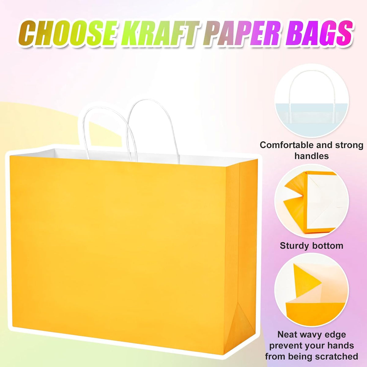 30 Pack 16 x 12 x 6 Inch Large Multicolor Paper Bags with Handles