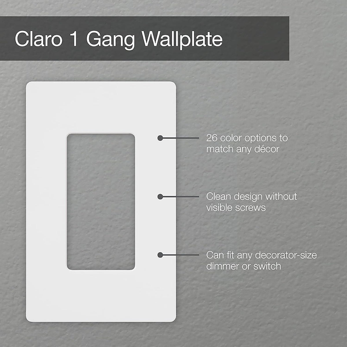 Lutron Claro Light Switch Cover Plate, 1 Gang Wallplate, Gloss