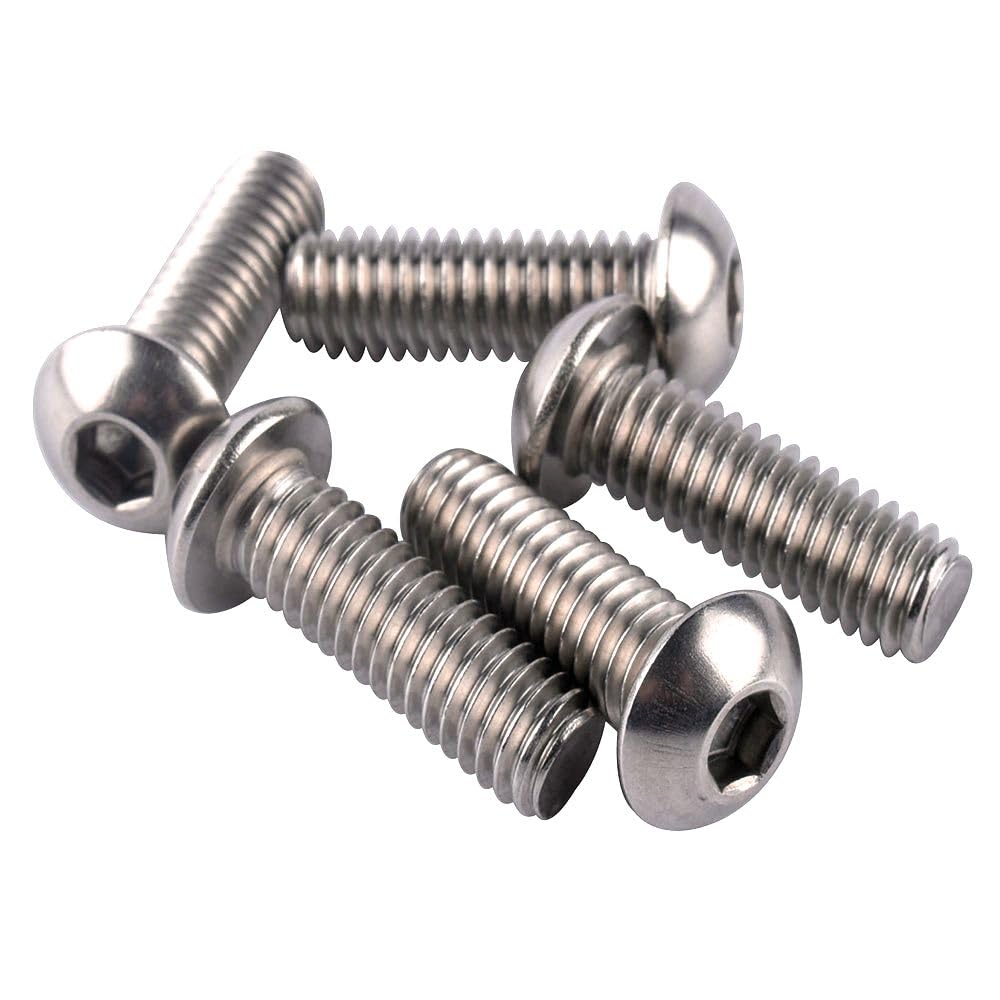 50Pcs #10-24 x 1 Button Head Socket Cap Screws Allen Hex Bolts, 304 Stainless Steel 18-8, Coarse Thread UNC Full Thread