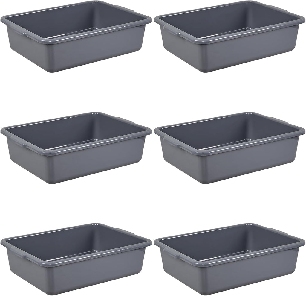 Commercial Bus Tubs, 24 L Plastic Utility Tote Boxes, 6-Pack