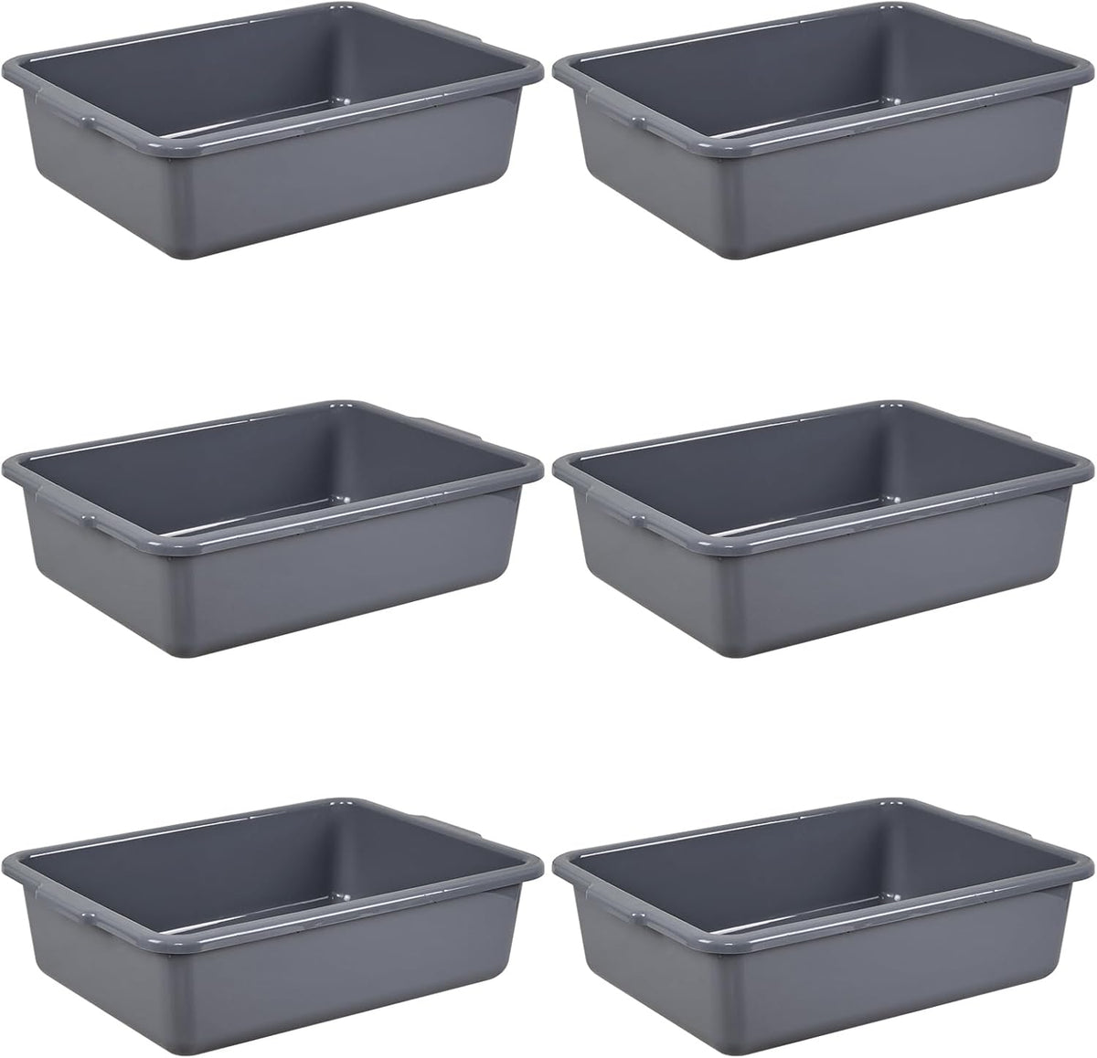 Commercial Bus Tubs, 24 L Plastic Utility Tote Boxes, 6-Pack