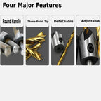 Socoje 7PCS 3-10mm Round Shank Titanium Coated Countersink Drill Bit Set Replacement Three Point Drill Set Carpentry Boring Tool Woodworking Tool with Hexagon