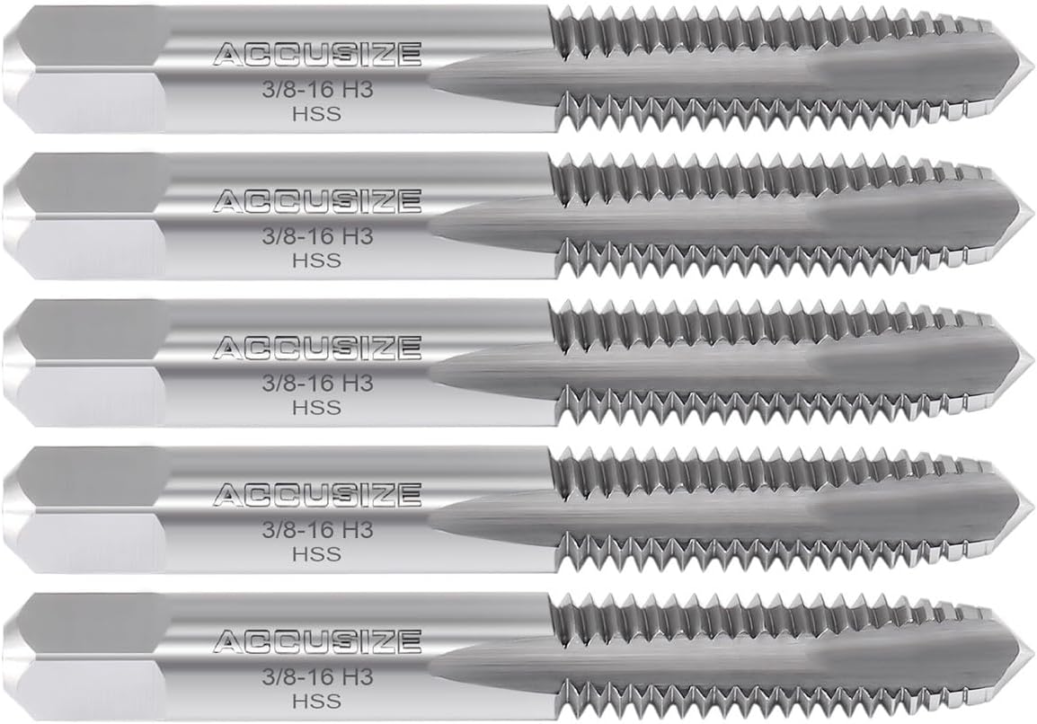 Accusize Industrial Tools Spiral Point Tap, 3/8-16NC, SPT-3/8-16x5