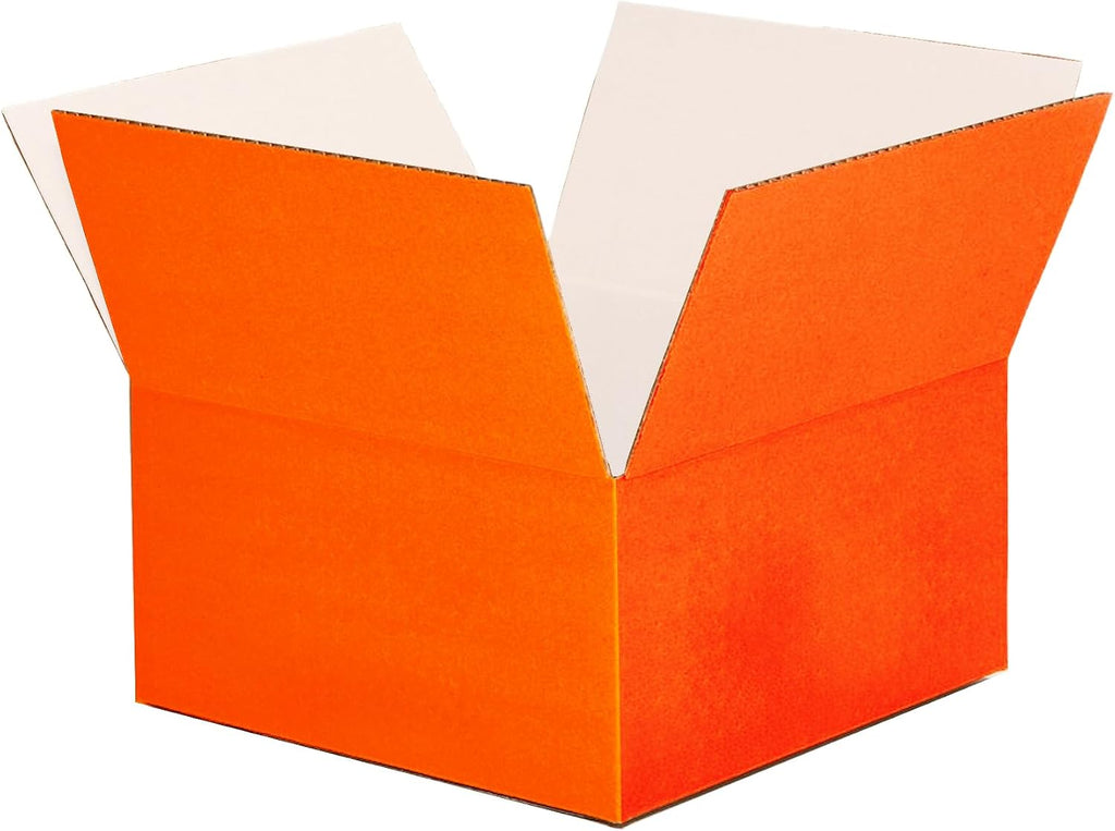 Orange (White Inside) Corrugated Shipping Boxes 10x6x2" Inch,25 Pc