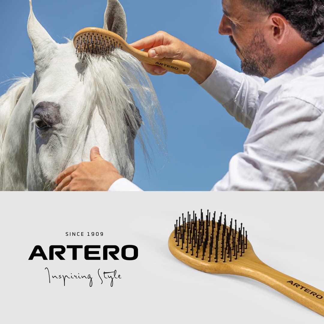 Up and Down F2 Mane and Tail Brush for Horses, Bamboo Handle