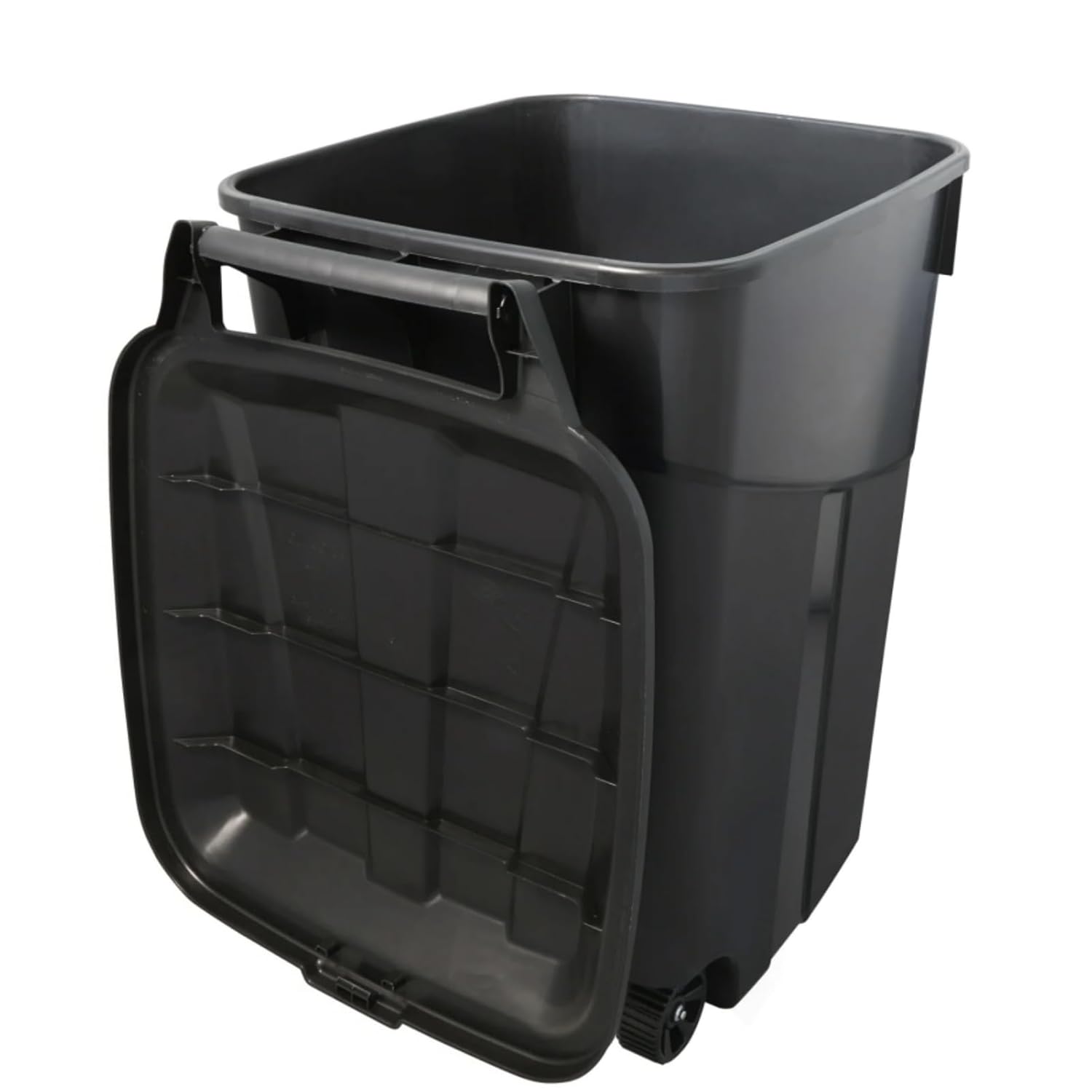 Black 45 Gallons Trash Can, Plastic Garbage Can with Lid, Outdoor Trash Can with Wheels, Outdoor & Indoor Garbage Bin