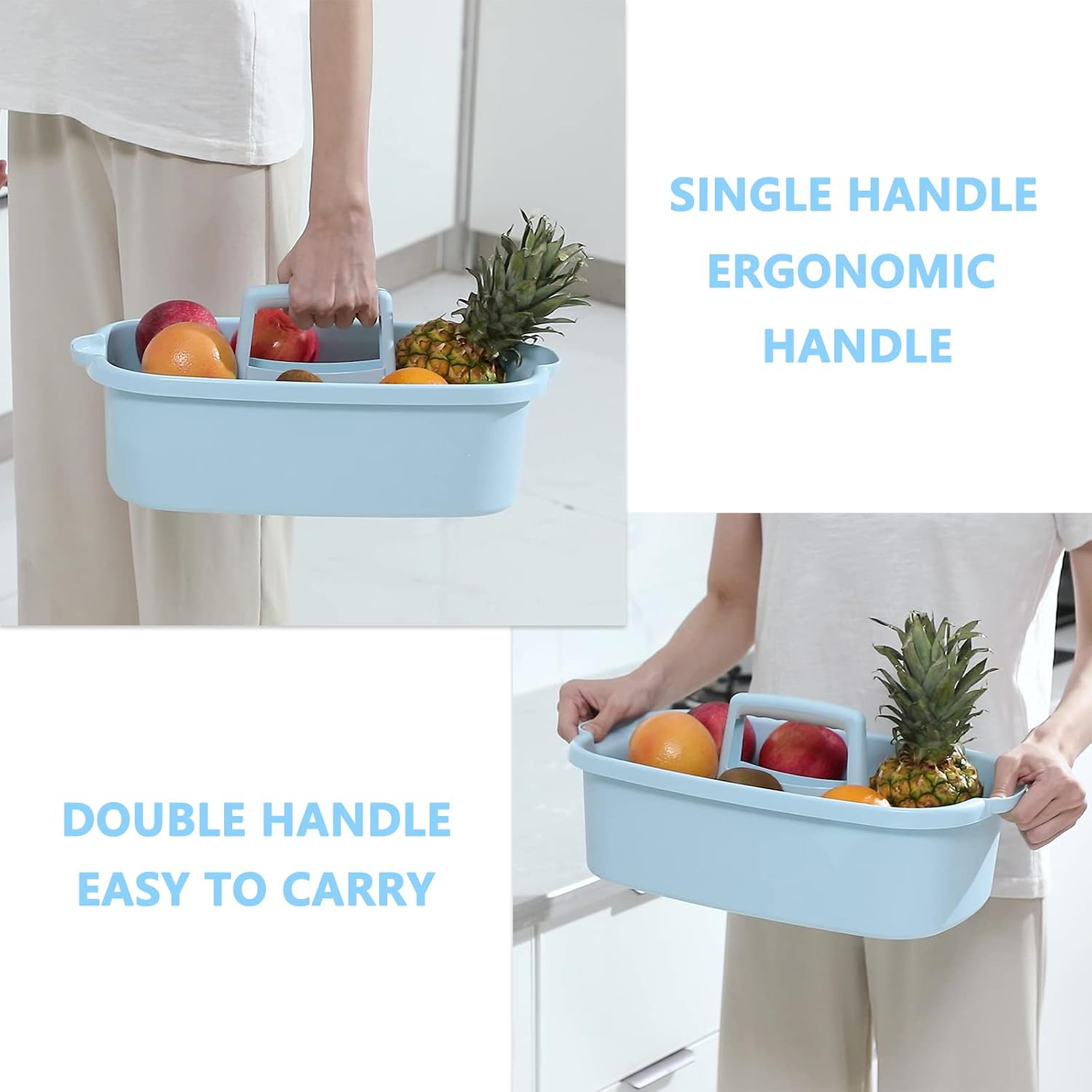 Large Cleaning Supplies Caddy Portable Shower Basket Supply Organizer with Handle Plastic Bucket Tool Storage for