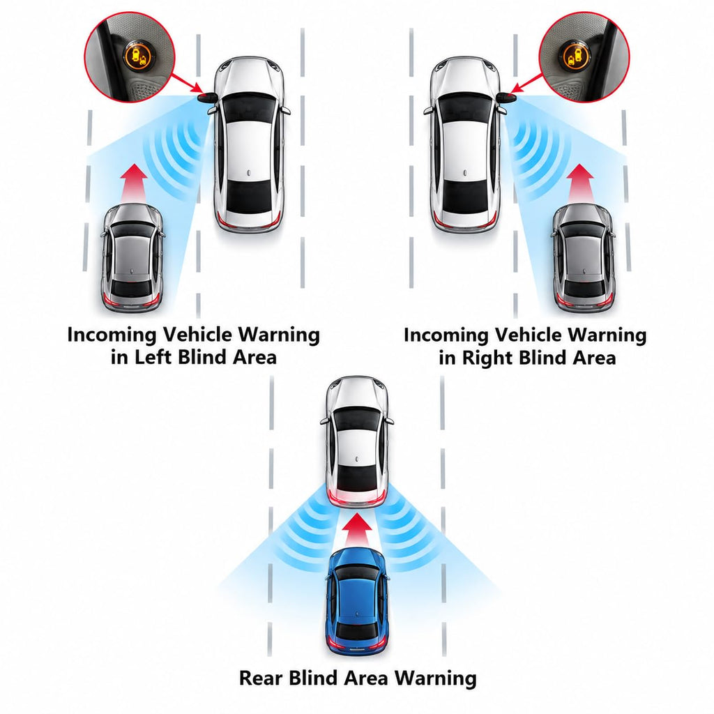 Riloer Blind Spot Sensor Ultrasonic Detection System with LED Alert White