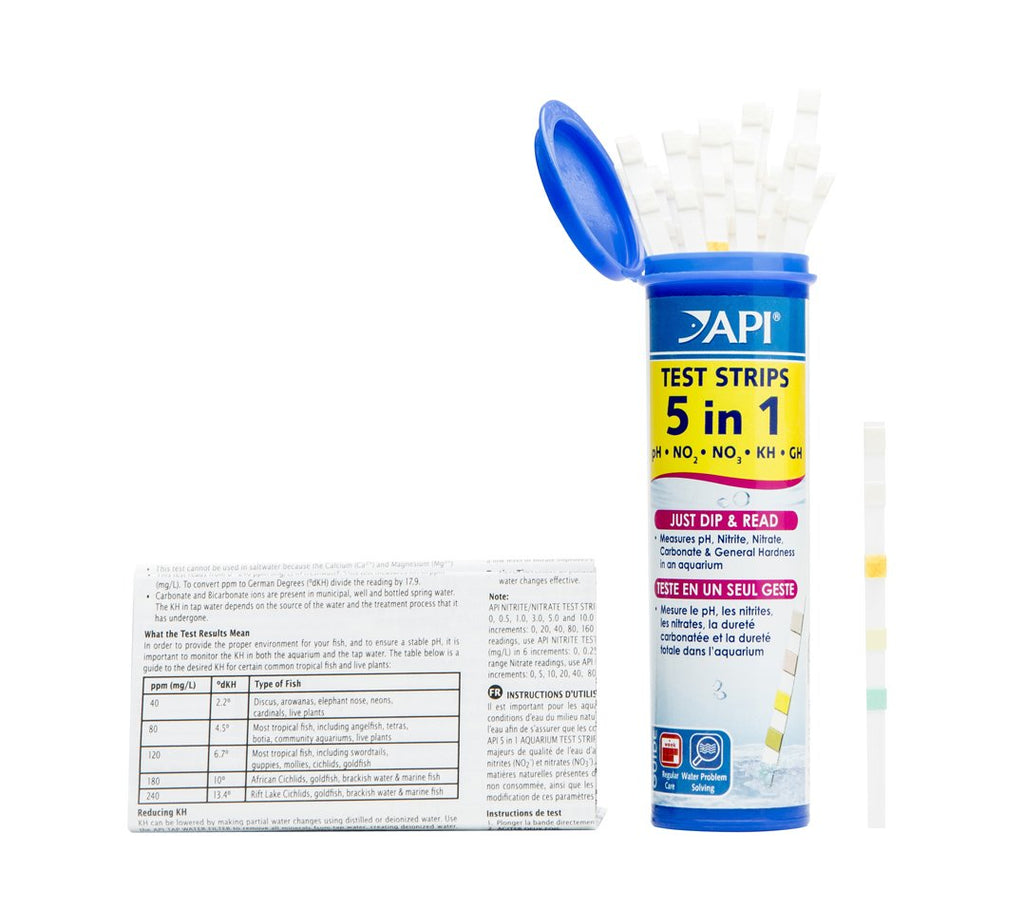 5-in-1 Test Strips Freshwater and Saltwater Aquarium Test Strips 25-Count Box