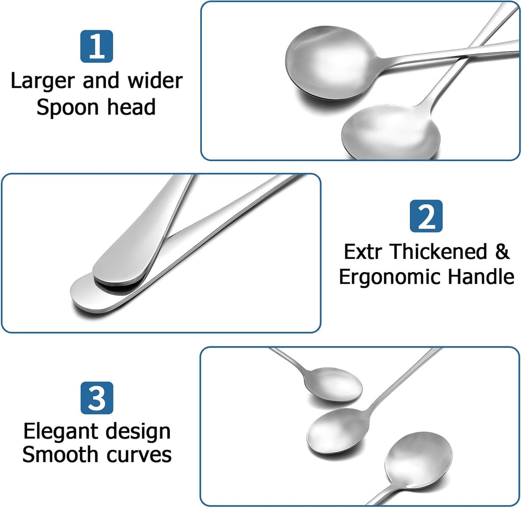 20 Piece Round Stainless Steel Bouillon Spoons, 6.7 Inch