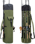 Fishing Pole Bag with Rod Holder Canvas Carrier Bag Fishing Rod Reel Organizer Bag Foldable Fishing Tackle Storage