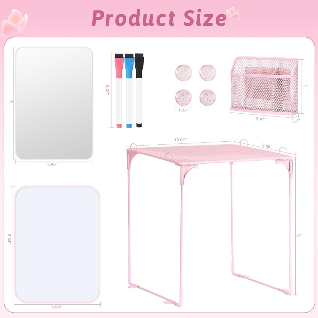 11-Piece Locker Accessories Kit, Magnetic Locker Organizer, Pink | Locker Decorations for Girls, Folding Locker