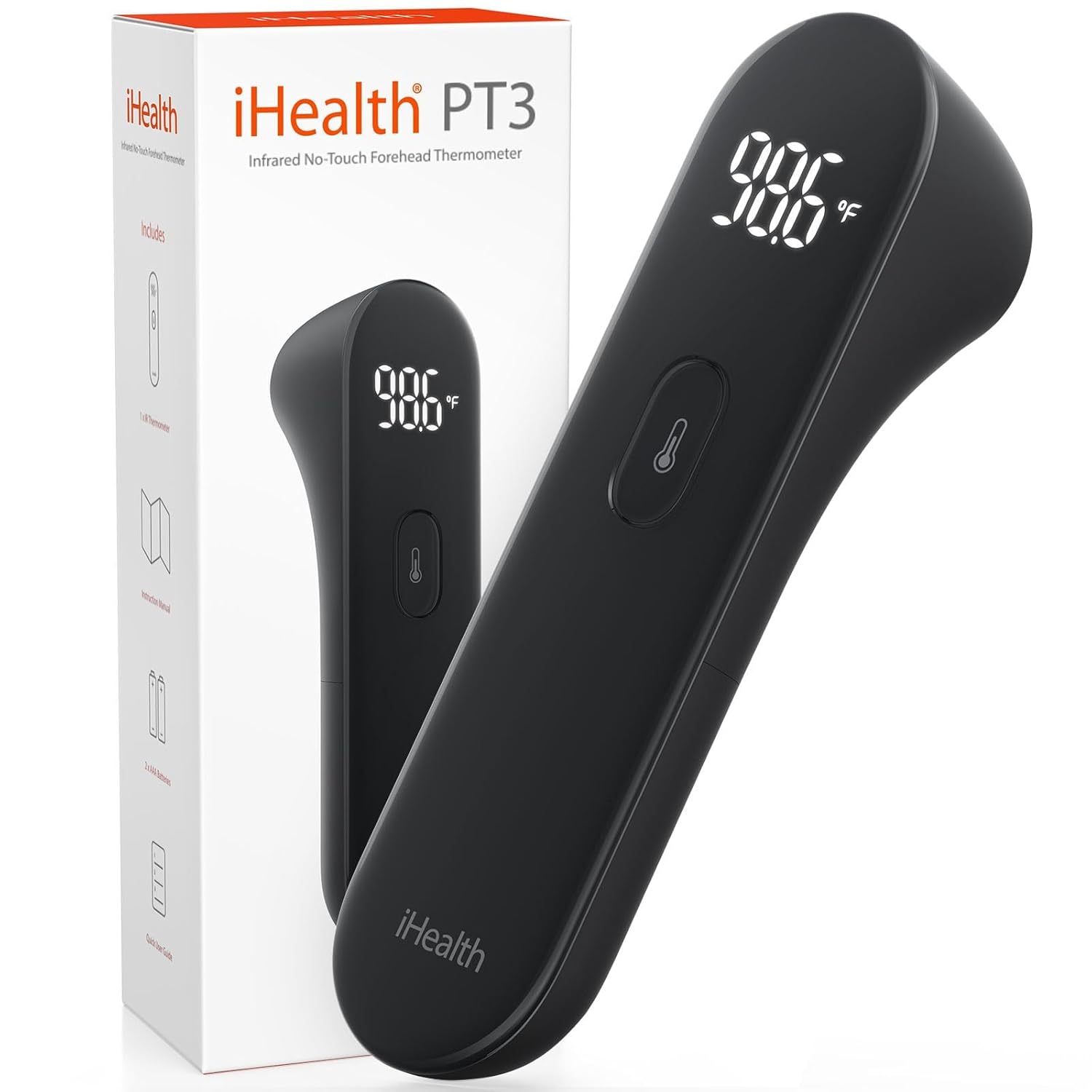 No-Touch Digital Forehead Thermometer for Adults, Babies, Kids, 3 Ultra-Sensitive Sensors, Quiet Vibration Feedback