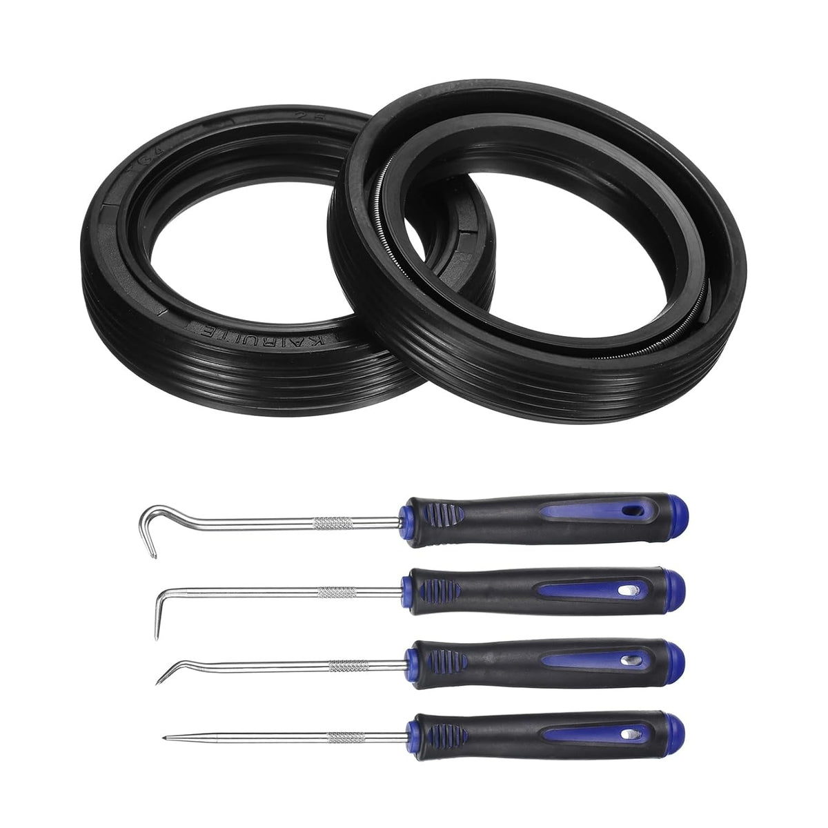 uxcell 2Pcs Oil Seal, 25x35x7mm TC Nitrile Rubber Double Lip Cover with Hook Kit and Spring for Mechanical Automobile Bearing Shaft, Black