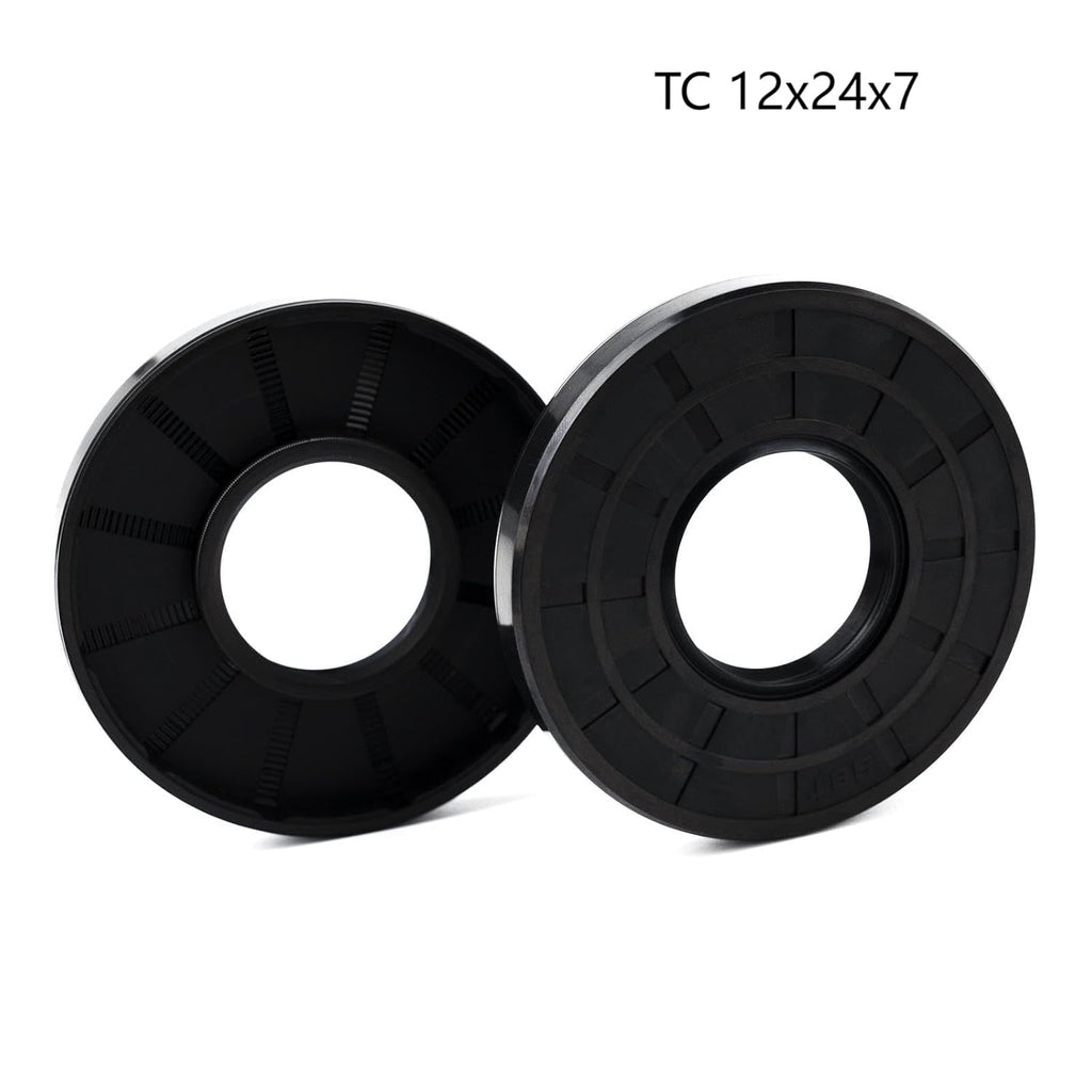 XIKE TC 12x24x7mm Nitrile Rubber Double Lip Spring-Loaded Oil Seal (2 Pack)