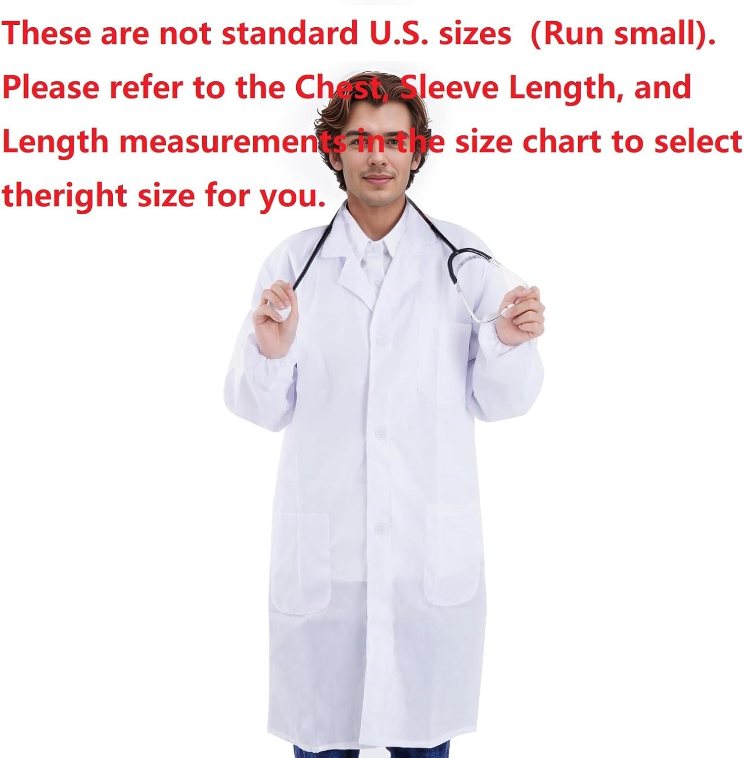 Scientist Doctor Costume Lab Coat Women Men Halloween White Long Sleeve Lab Coat Unisex Adult Nurse Costume Lab Coat