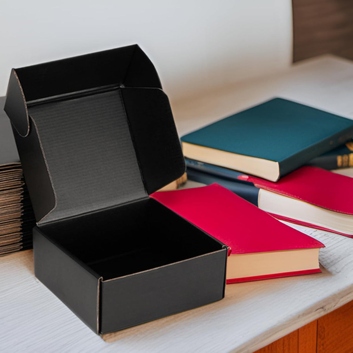 8x8x3 Black Shipping Boxes for Small Business, Packing, 25 Pack