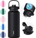 24 oz Insulated Stainless Steel Water Bottle, Obsidian | Double-wall vacuum thermal flask with top handle, leakproof