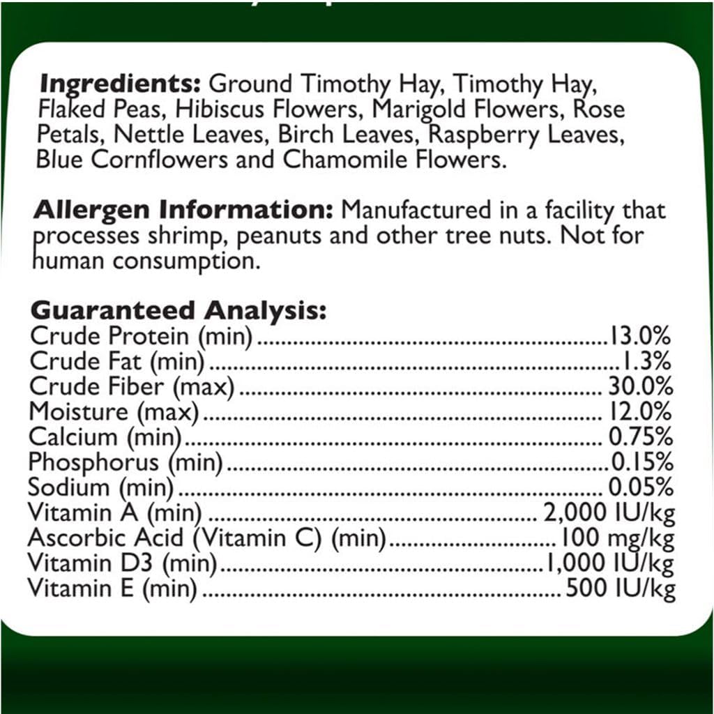 Natural Behaviors Grain-Free Rabbit Food – 4 pounds, High-Fiber Timothy Hay Blend with Natural Flowers & Herbs