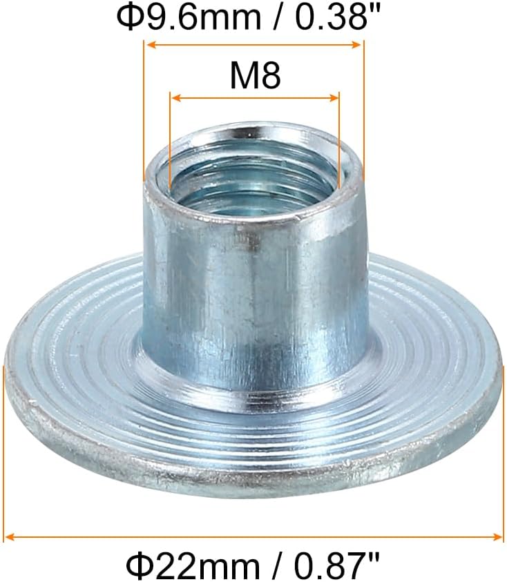 uxcell M8 T-Nuts, 24pcs Carbon Steel Tee Nut Round Base Weld Nuts