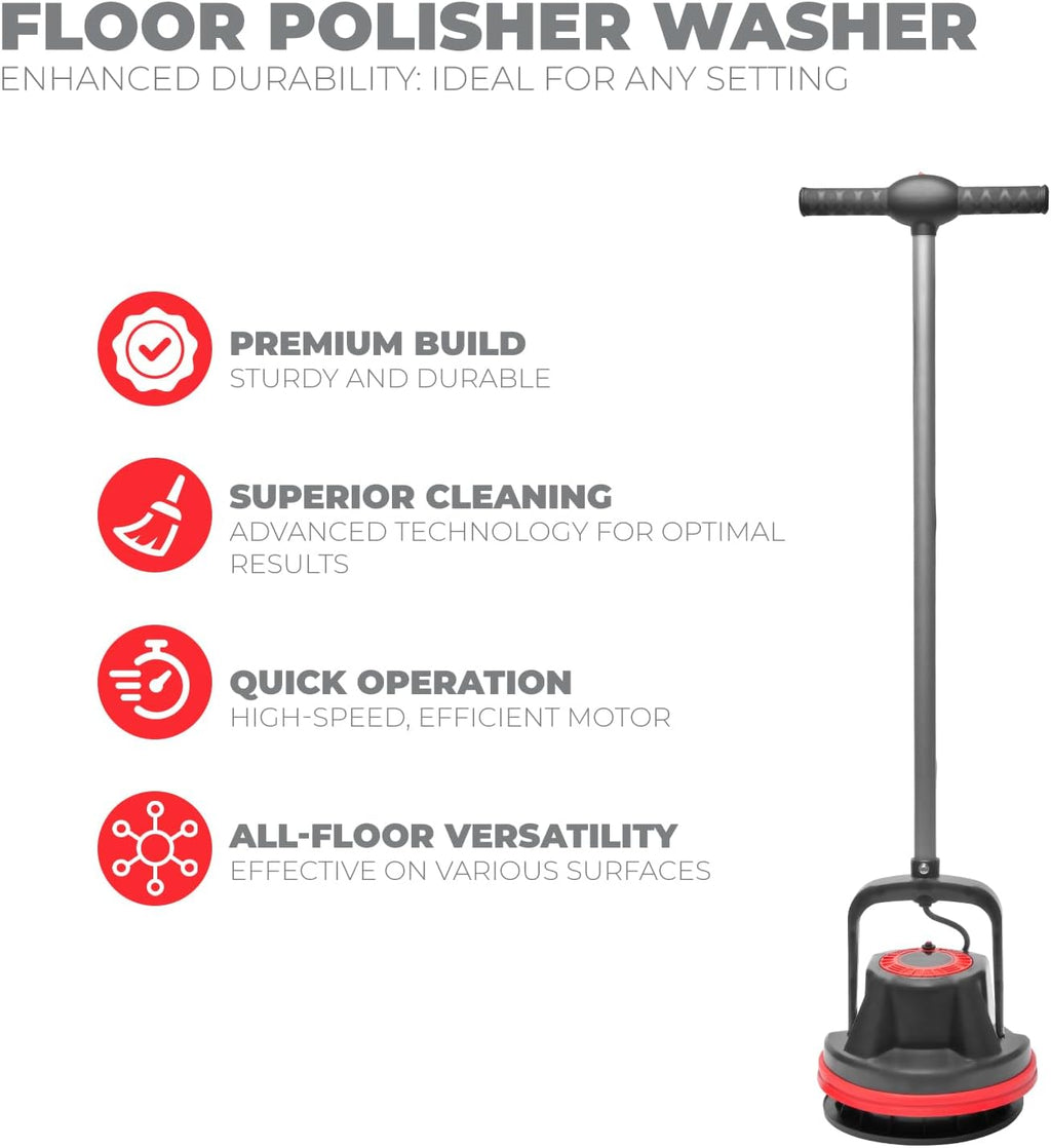 10" Commercial Orbiter Hard Floor Polisher Cleaner Machine, Wide Cleaning Path Buffer Multi-Purpose Floor Cleaning