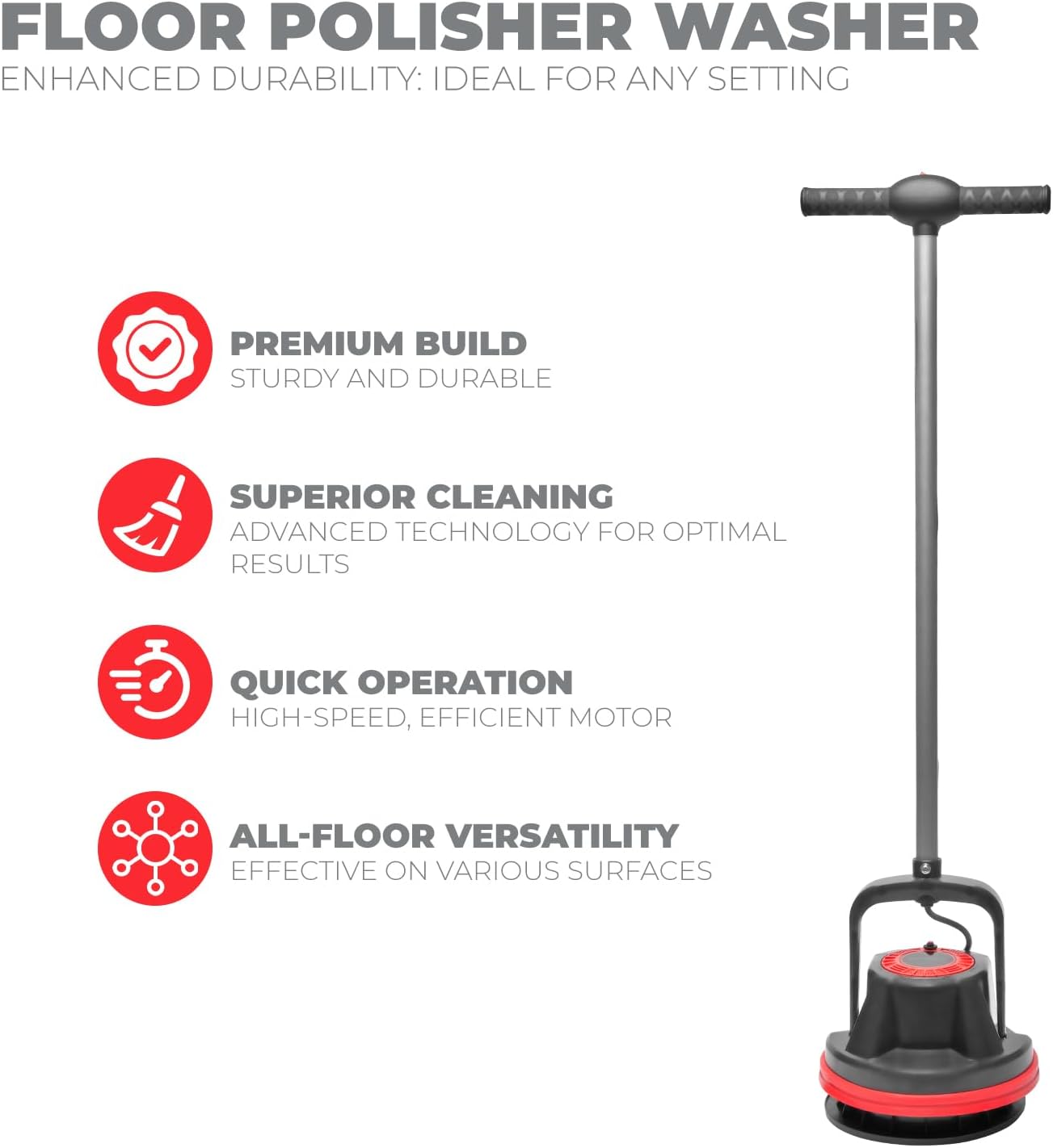 10" Commercial Orbiter Hard Floor Polisher Cleaner Machine, Wide Cleaning Path Buffer Multi-Purpose Floor Cleaning