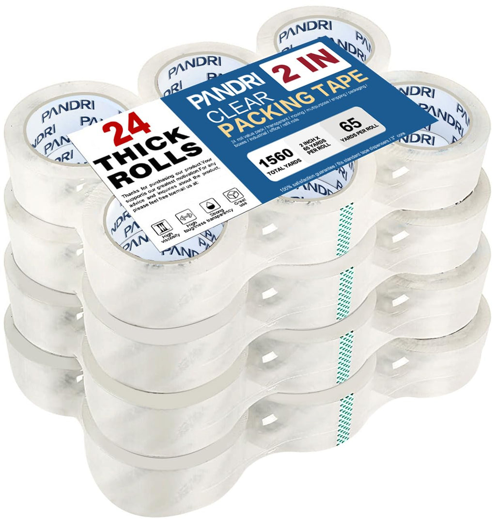 24 Pack Heavy Duty Packing Tape, 2" x 65yd Per Roll, Total 1560yd