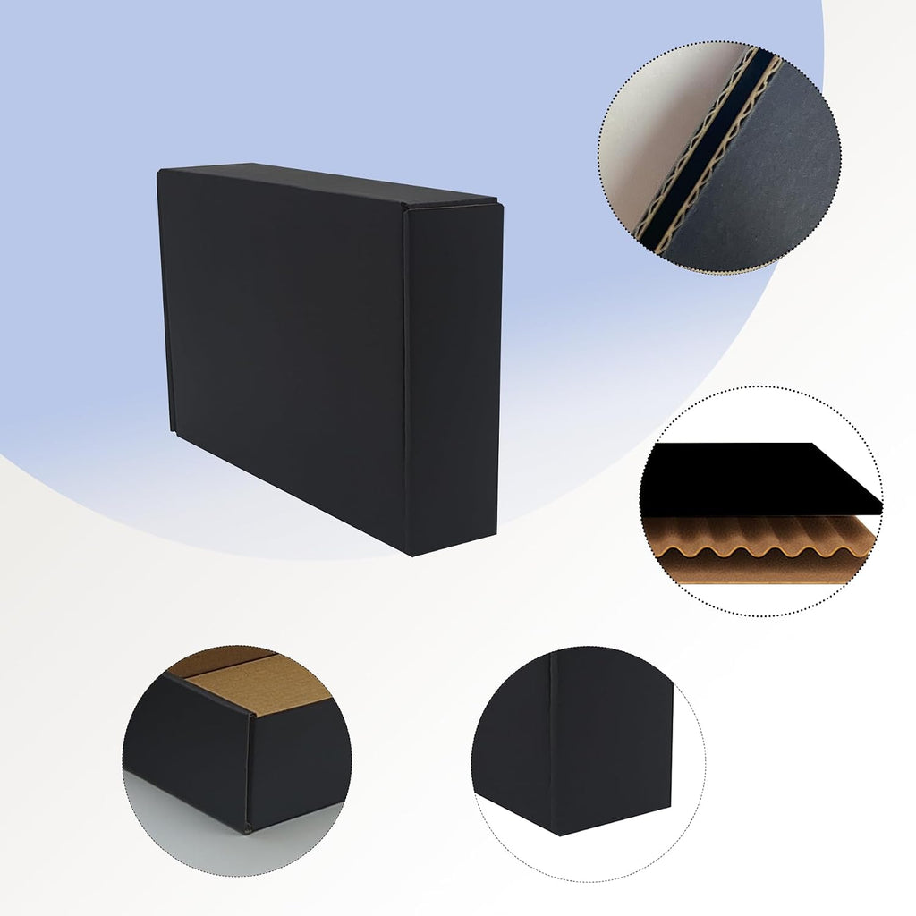 10x6x2 inch Black Shipping Box Pack of 20, Corrugated Cardboard Mailer Box