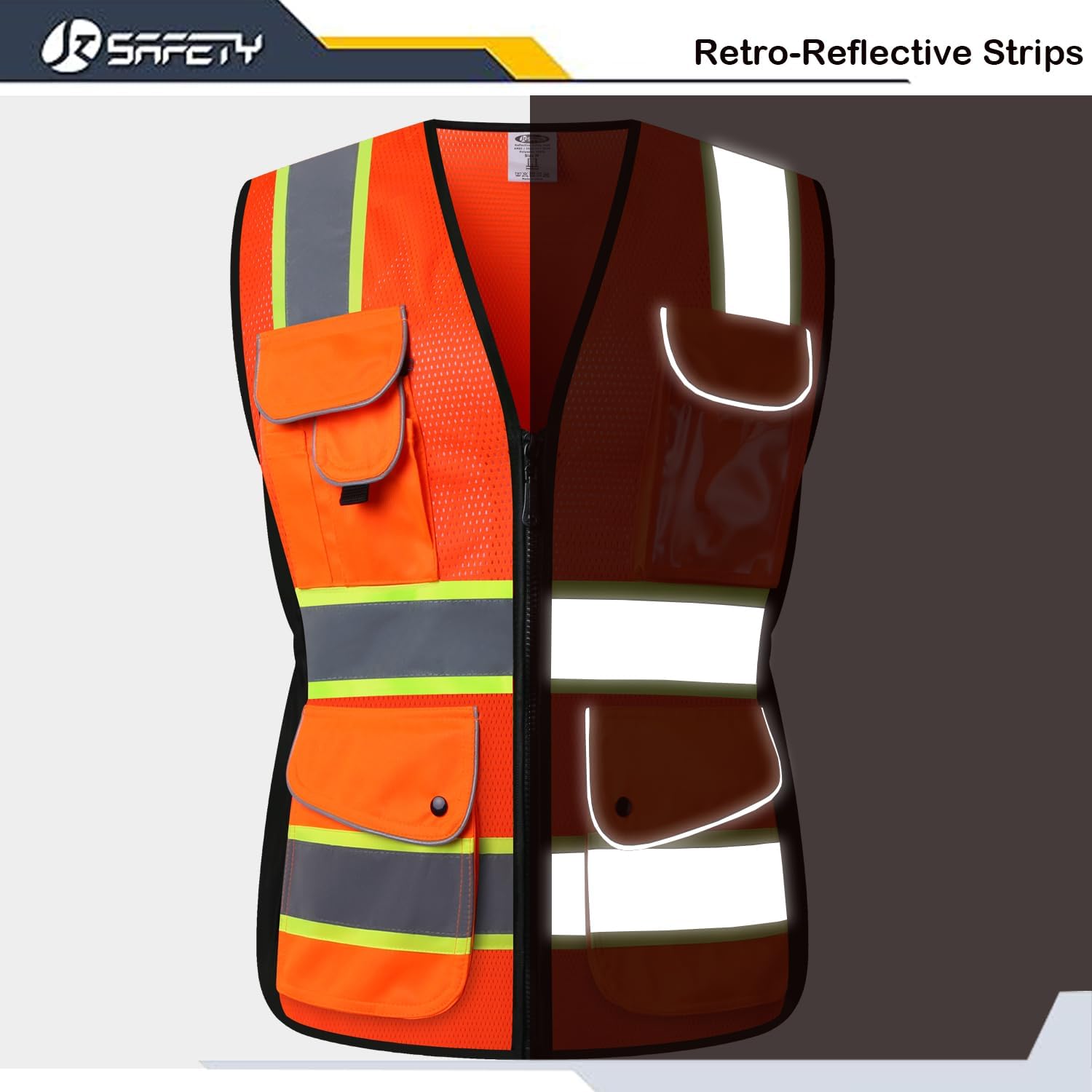 Women Hi-Vis Reflective Safety Vest | Neon Color body Sewed Reflective Strips Breathable Lightweight