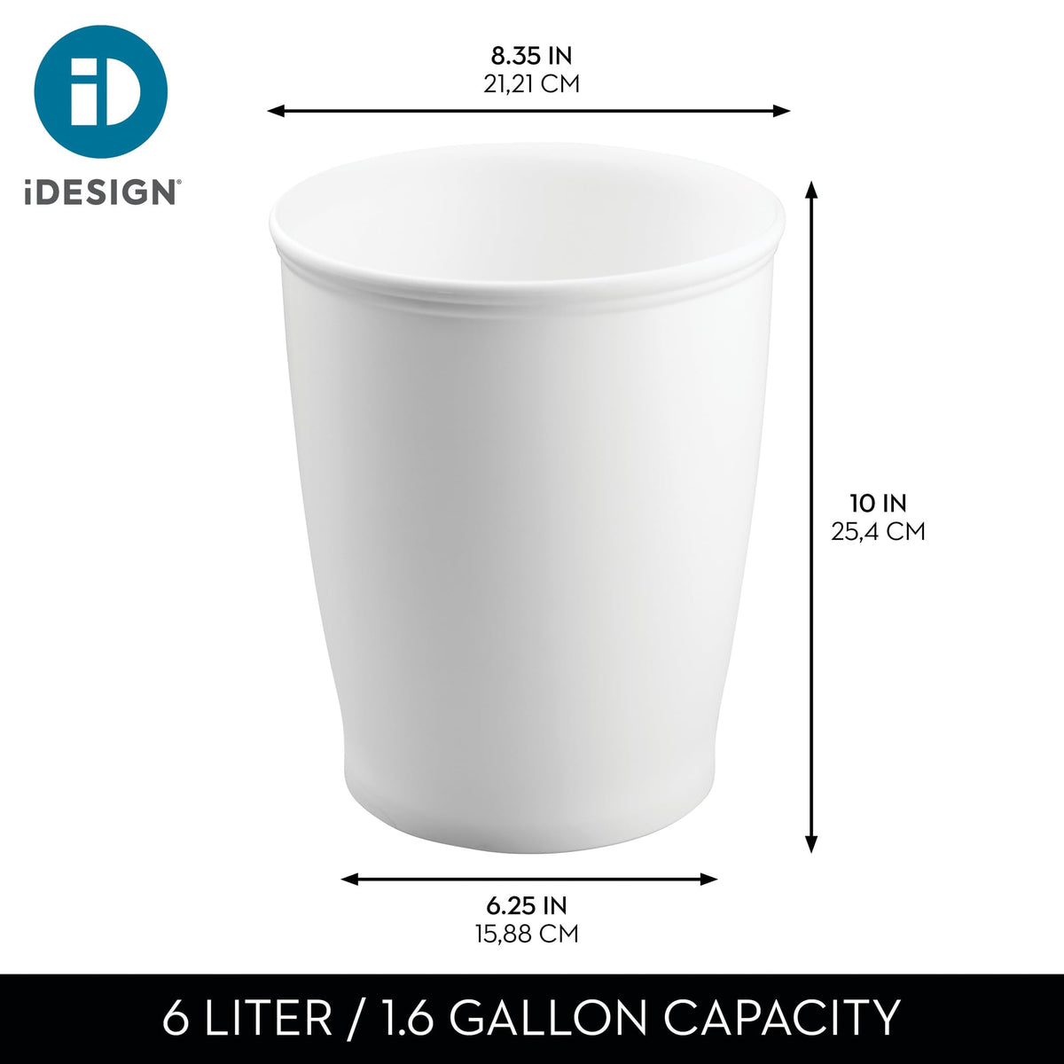 Round Bathroom Trash Can, White
