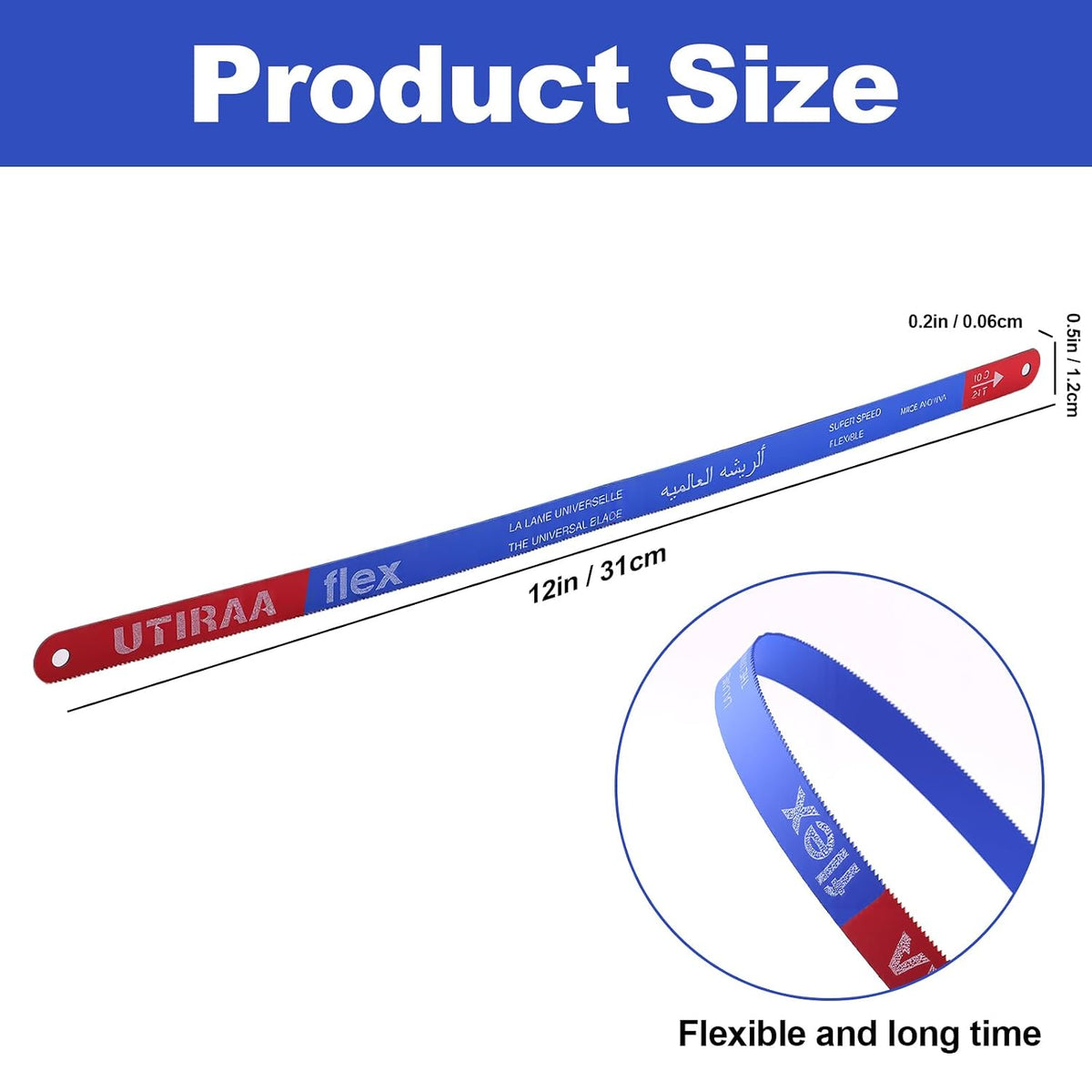 10 Pack Premium Hacksaw Blades, Wiojided 24 TPI - 12 Inch Hack Saw Blades