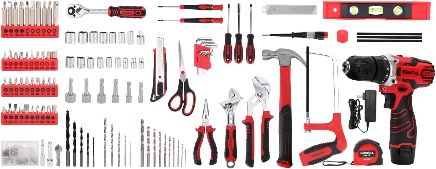 276-Piece Tool Set Kit - Tool kit with 12V Cordless Power Drill Driver Toolbox Storage Case with Drawer, Drill Set