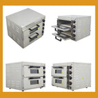 220V Commercial Pizza Oven Double-decker Electric Countertop 16” Pizza Baking Machine 3KW Stainless Steel Portable