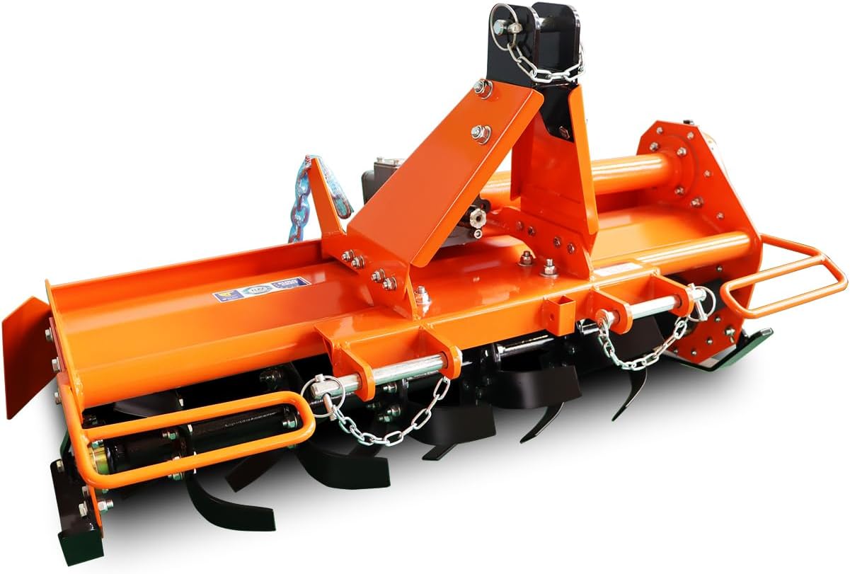 Attachments 3 Point 45" Rotary Tiller Attachment Fits Cat 1 Tractors, Single Speed PTO Driven Cultivator with a 540