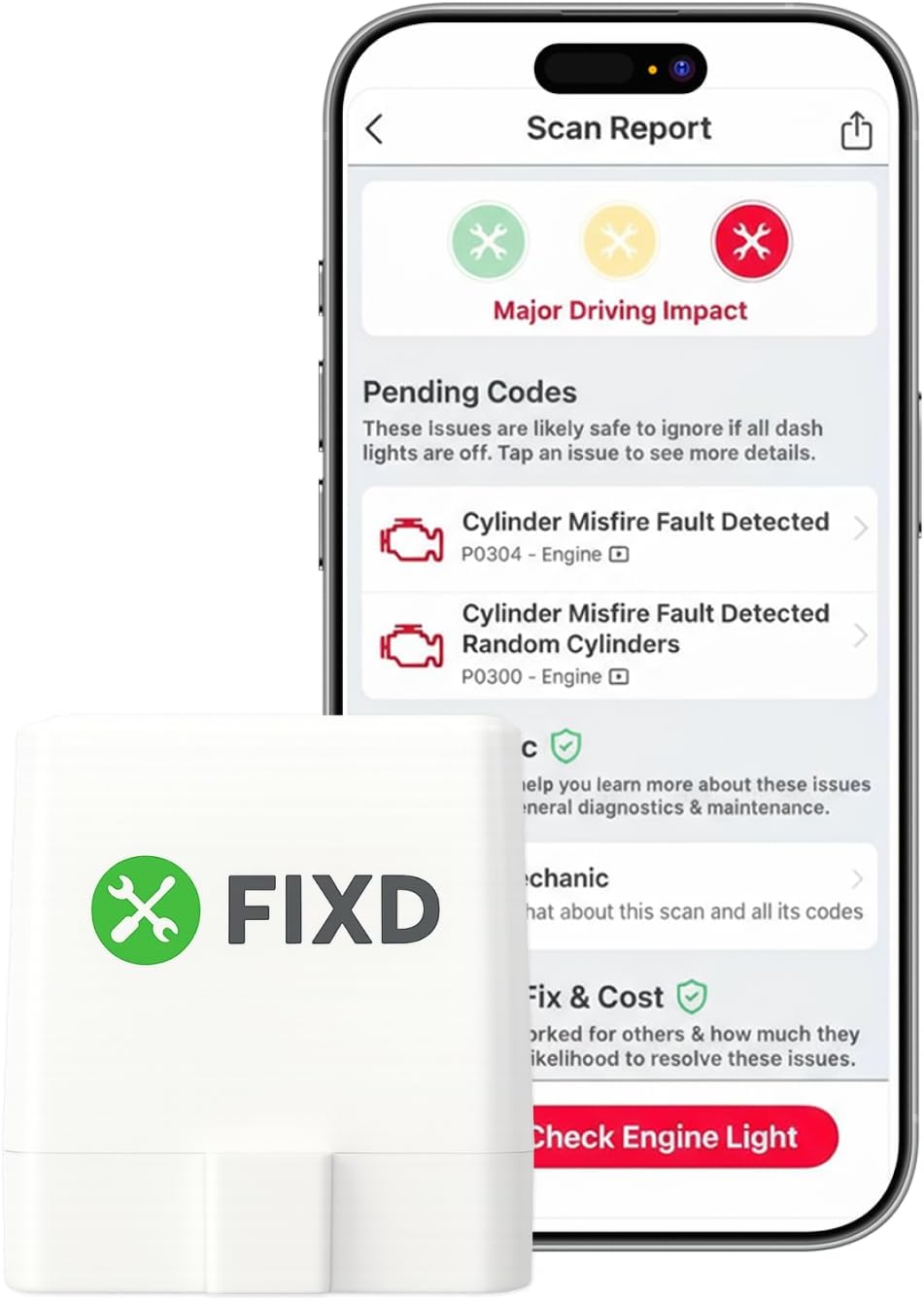 Bluetooth OBD2 Scanner - Car Diagnostic Check Engine Code Reader | 1-Pack | iPhone/Android compatible | Automotive