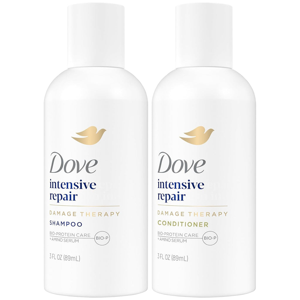 Travel Essentials Shampoo and Conditioner Set – Dove Nutritive Solutions Intensive Repair for Damaged Hair, 3 Oz Ea