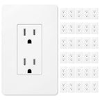Amico 30 Pack 15 Amp Wall Outlets with Screwless Wall Plates